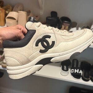 CHANEL Beige and Black Athletic Shoes